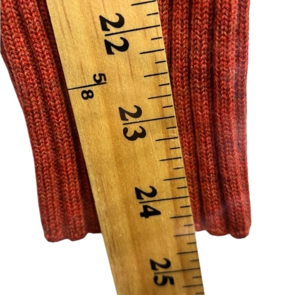 Eileen Fisher Merino wool V-neck Ribbed Tunic Sweater Size M Burnt Orange - Picture 12 of 12